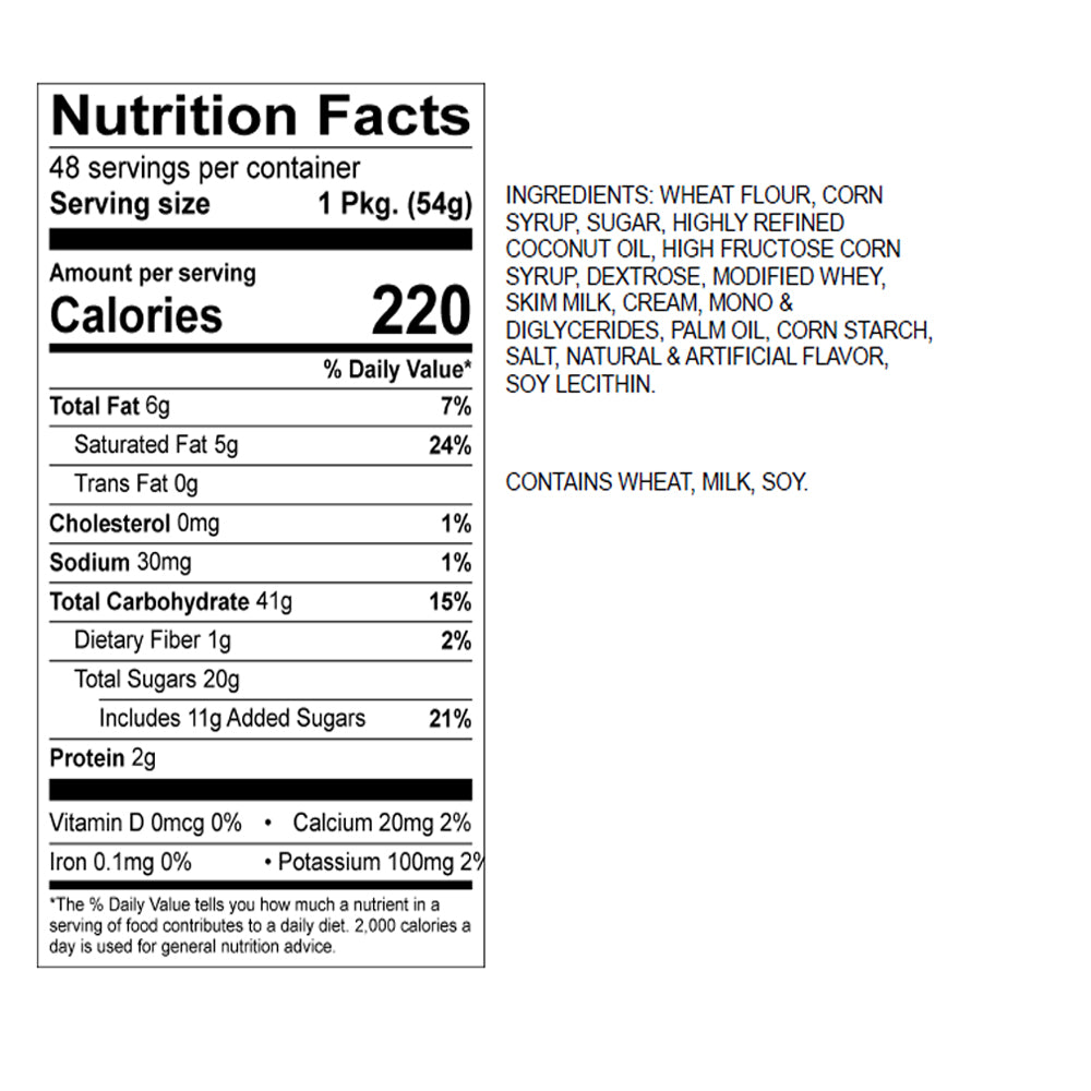 Caramel Creams Tray Pack Box Nutrition