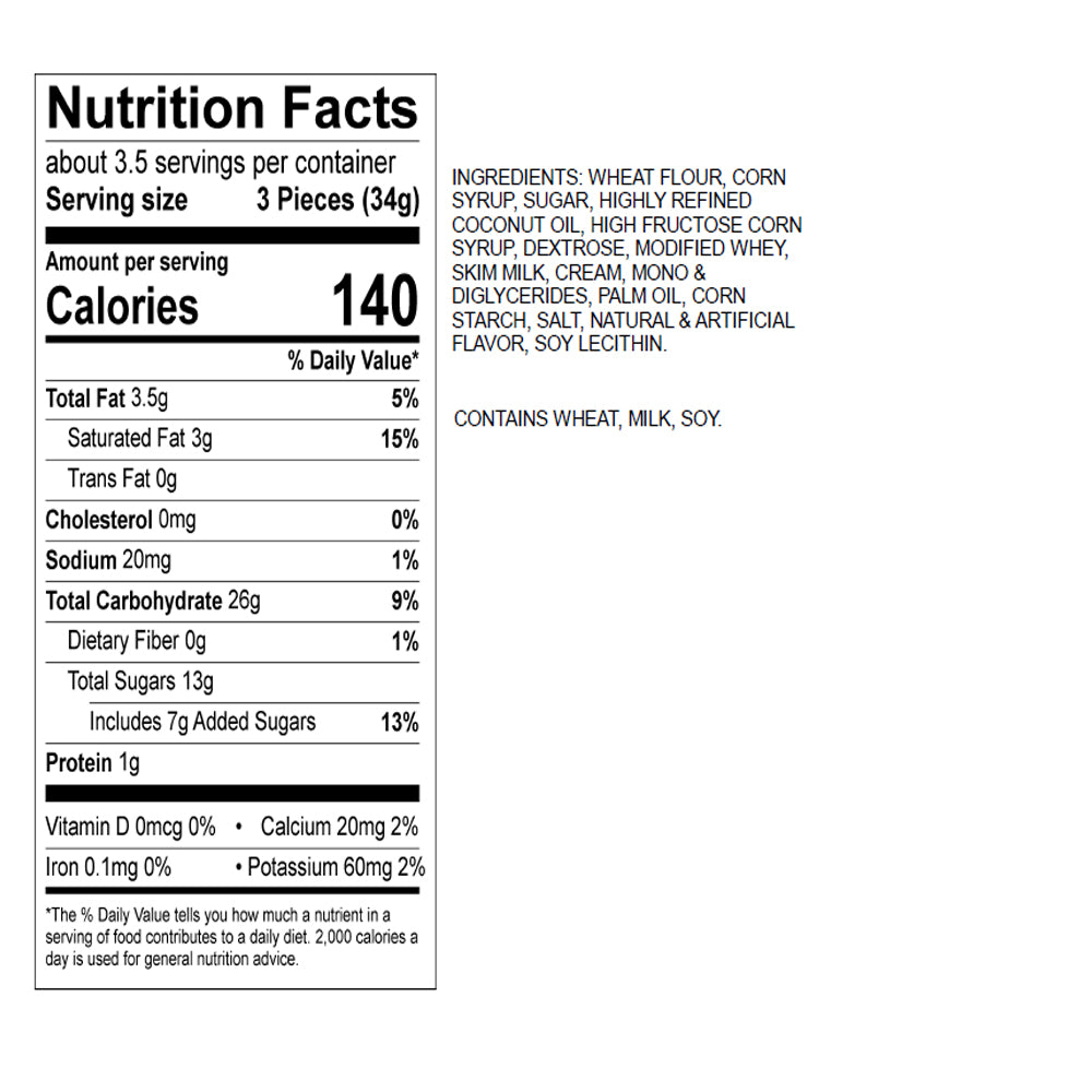 Cow Tales Minis 4 oz. Bag Nutrition