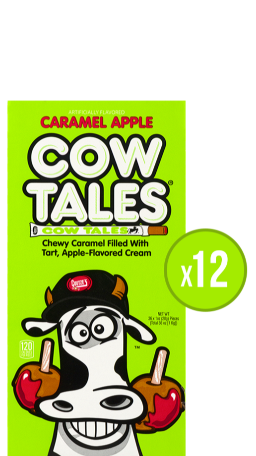 (12) 36ct boxes of Caramel Apple Cow Tales® AKA Goetze's Old Fashioned Caramel Apple Stick®